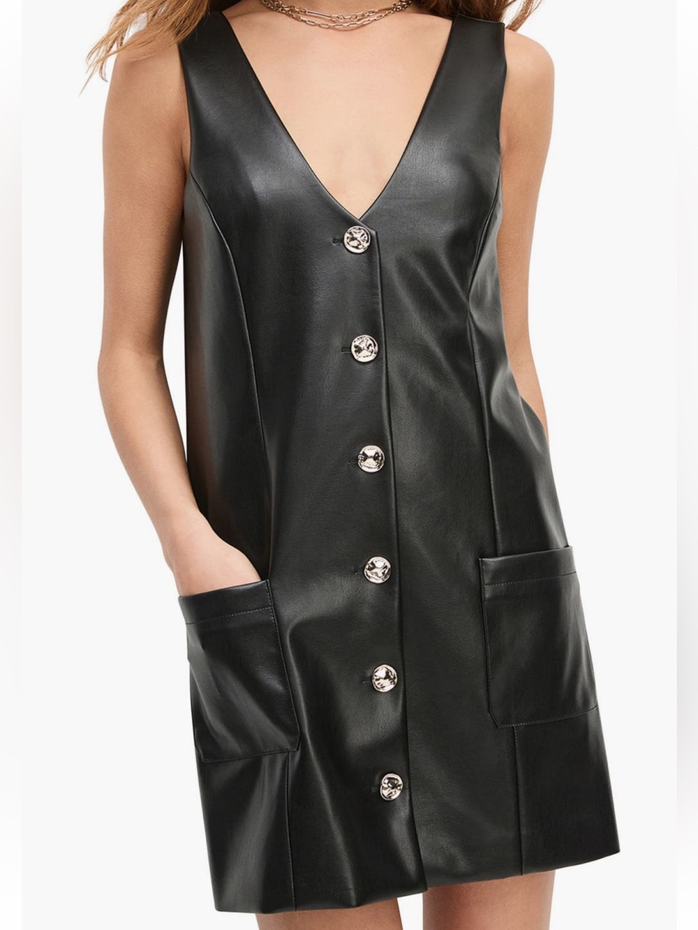 NEW Favorite Daughter The Sasha Faux Leather Minidress in Raven